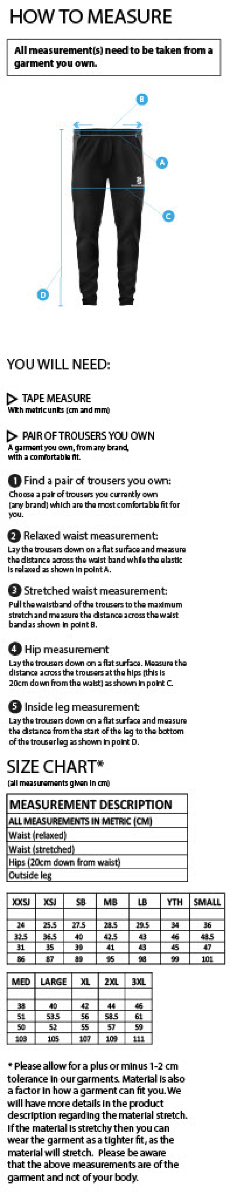 Robertsbridge CC - Dual Skinny Pants - Size Guide