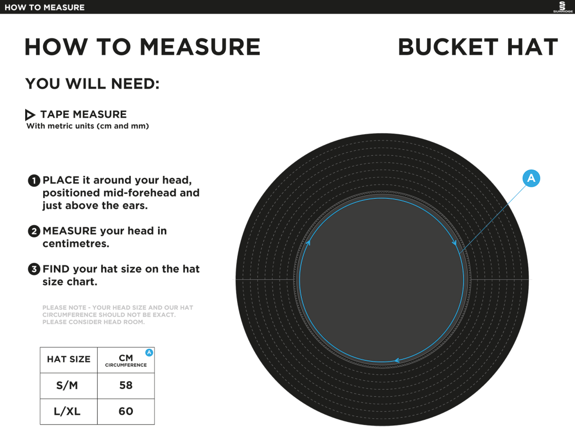 ROBERTSBRIDGE CC Dual Bucket Hat - Navy - Size Guide